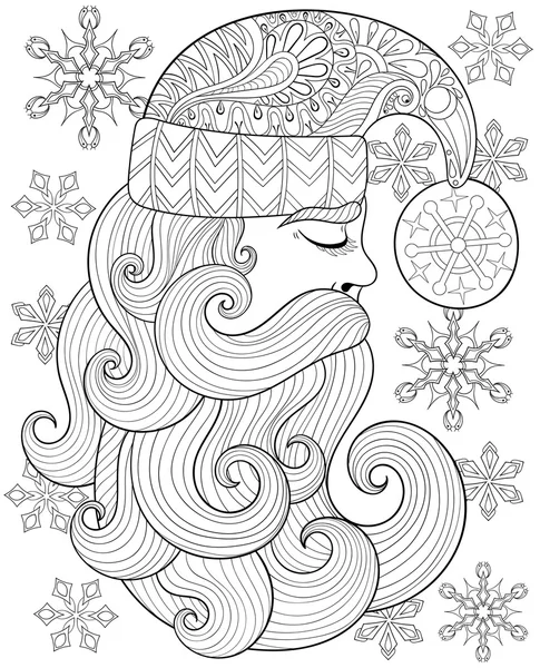 Vector zentangle Santa Claus para páginas para colorear adultos antiestrés — Vector de stock