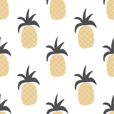 Vektör el ananas Dikişsiz desen Tekstil, kumaş, duvar kağıdı tasarım için etnik kabile tarzında çekilmiş. Arka plan illüstrasyon.