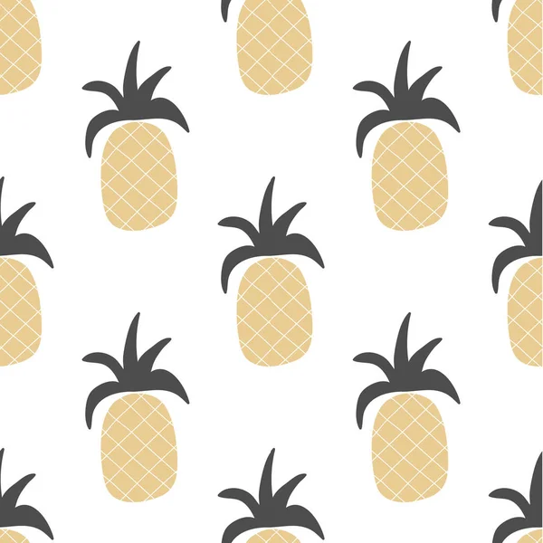 Vector hand drawn pineapple seamless pattern in ethnic tribal style for textile, fabric, wallpaper design. Abstract background illustration. — Stock Vector