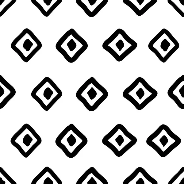 Vector Hand Drawn tribal, ethnic pattern in mexican style for textile, fabric, wrapping paper, wallpaper design. Seamless Black and white freehand rhombus background. — Stock Vector