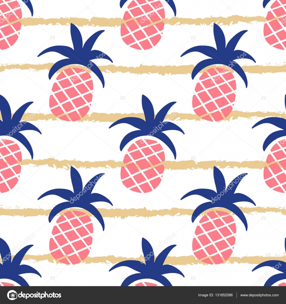パイナップルのシームレスなパターンをベクトル繊維 ファブリック 壁紙デザインのエスニック モダンなスタイルでラインのストライプ 抽象的な果物背景イラスト 夏のインスピレーション ストックベクター C I Panki