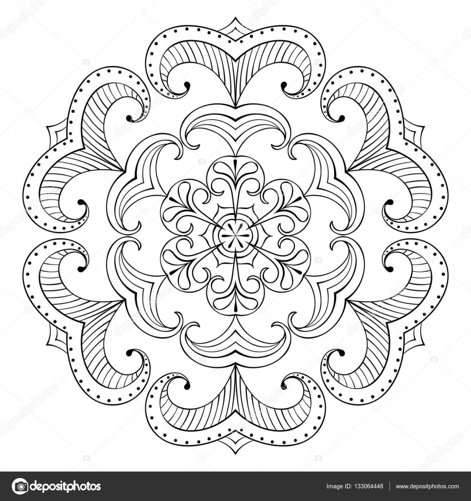 Flocon de neige Vector en zentangle style mandala de découpe de papier pour adultes coloriages Illustration d ornement hiver   main levée pour la