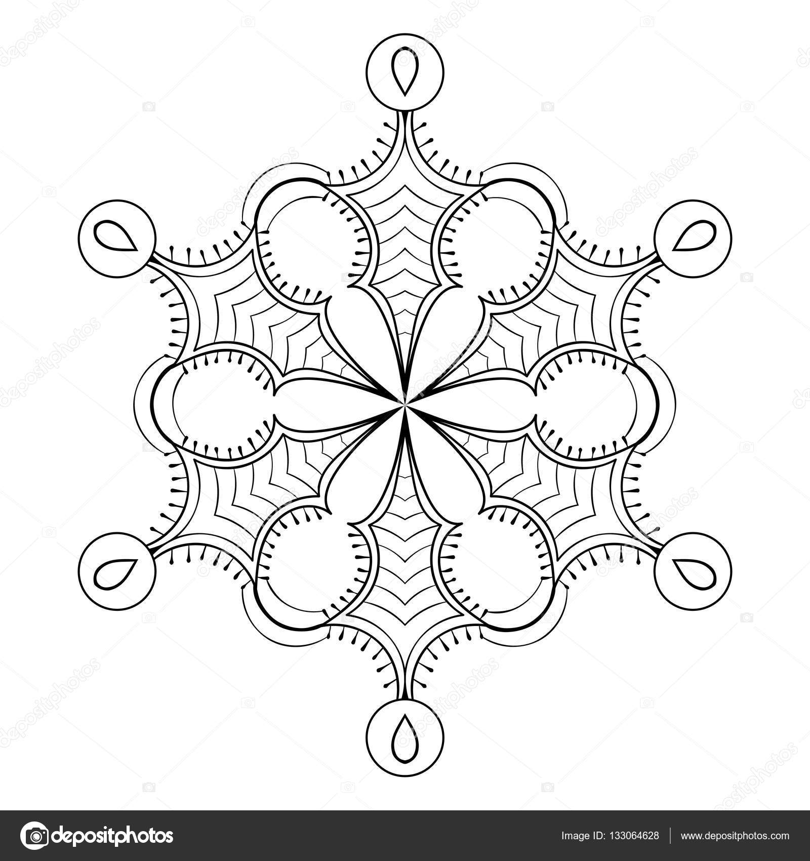 Flocon de neige Vector dans zentangle doodle mandala de style Flocon de neige Vector dans zentangle doodle mandala de style noir pour adulte coloriages Illustration d ornement hiver main levée pour la décoration