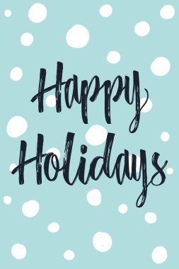 Noel modern hat Happy Holidays! El ile kar pul nokta gibi modern arka plan pastel renk paletinde çekilmiş. Tebrik kartı şablonu.