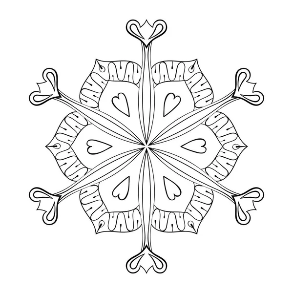 Διάνυσμα χαρτί cutout νιφάδα χιονιού σε στυλ zentangle, doodle μάνταλα για ενήλικος χρωματισμός σελίδες. Διακοσμητικά χειμώνα απεικόνιση για τη διακόσμηση. Χριστουγεννιάτικο στοιχείο ευχετήρια κάρτα, πρόσκληση πρότυπο. — Διανυσματικό Αρχείο