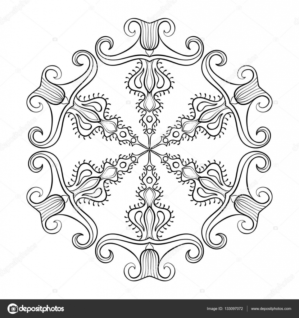 Vecteur de flocon de neige de découpe de papier dans le style Vecteur de flocon de neige de découpe de papier dans le style zentangle doodle mandala pour adultes coloriages Illustration d ornement hiver main levée