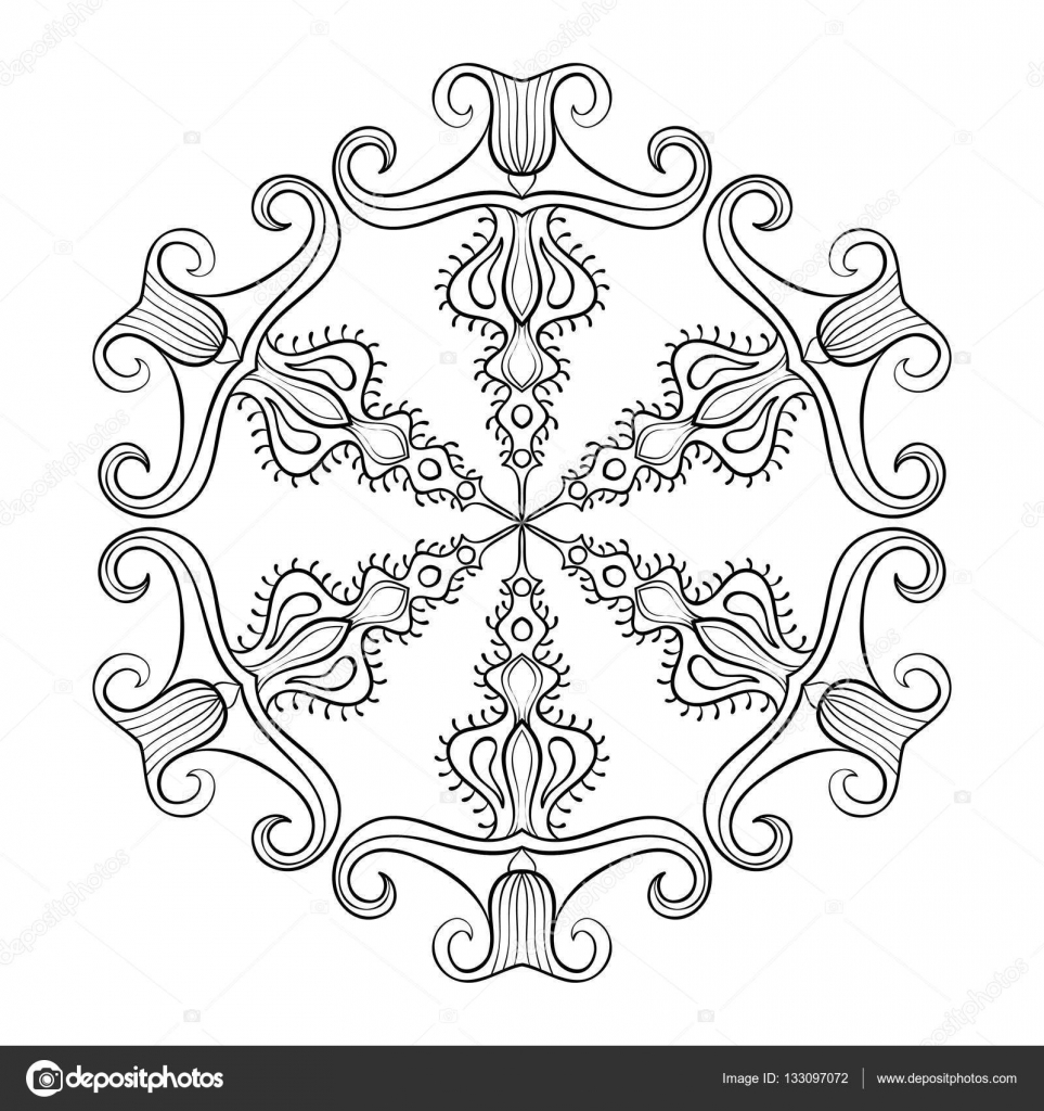 Vecteur de flocon de neige de découpe de papier dans le style zentangle doodle mandala pour adultes coloriages Illustration d ornement hiver   main levée