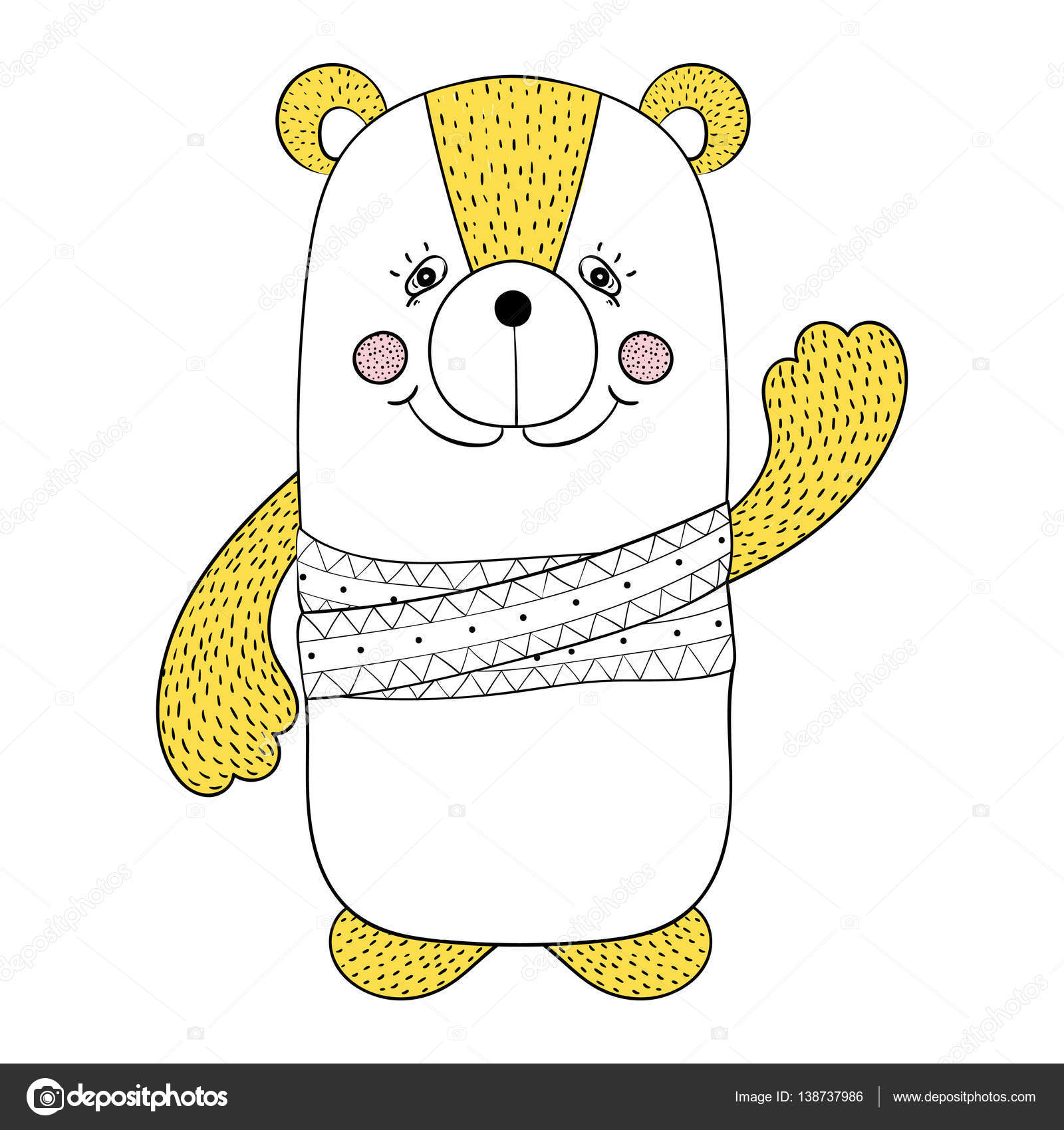 面白いカラフルなクマ、子供の本、動物イラスト t シャツ — ストック