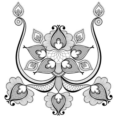 Siyah dantel vektör çizim vintage kartı dekorasyon için. Zent