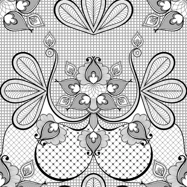 Black lace vector illustration for vintage card decoration, seam — Stock Vector