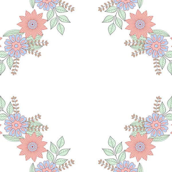 Guirnalda de garabatos floral en estilo zentangle. Flores de primavera . — Vector de stock