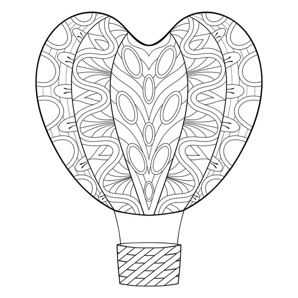 El zentangle balon St Sevgililer günü için kalp şeklinde çekilmiş — Stok Vektör