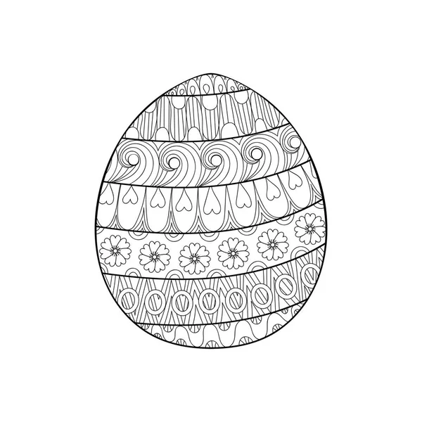 Happy Easter zentangle egg decorated with ornament, design doodl — Stock Vector