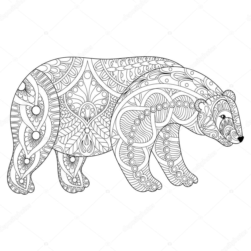 Download Vector zentangle ours tête pour adulte anti coloriage de stress — Image vectorielle i_panki ...