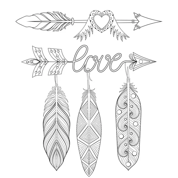 Bohemian  love Arrows set — Stock Vector