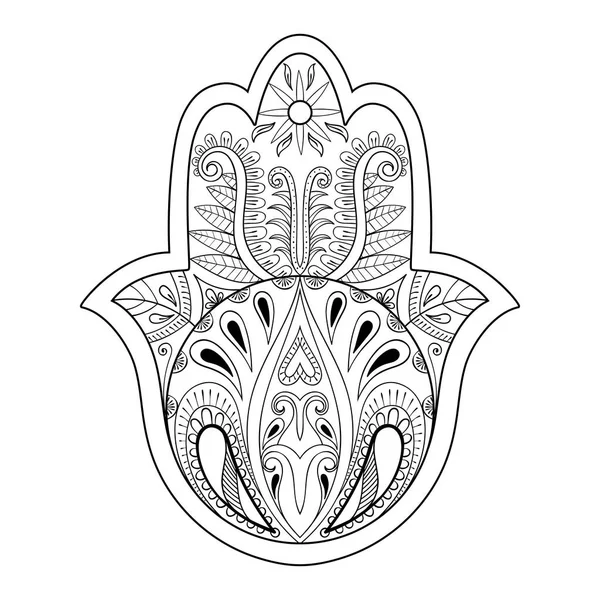 Hamsa kéz vektoros illusztráció. Kézzel rajzolt szimbólum az imádság — Stock Vector