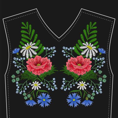 Peygamber Çiçeği, papatya, kırık kalp flo ile nakış dikiş