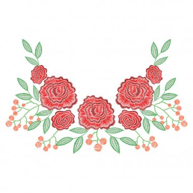 Gül çiçek, yaka için çilek ile nakış dikiş. VEC