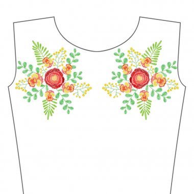 Bahar çiçek, çiçekler, otlar ile nakış dikiş. NEC