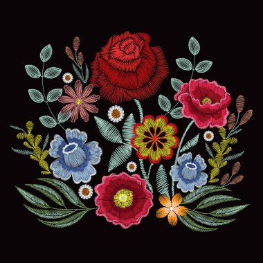 Nakış bahar çiçegi moda giyim, giyim dekorasyon için.