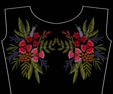 Nakış yama, moda yaka, çiçekler, meyveler, bitkiler desen giyim dekorasyon için