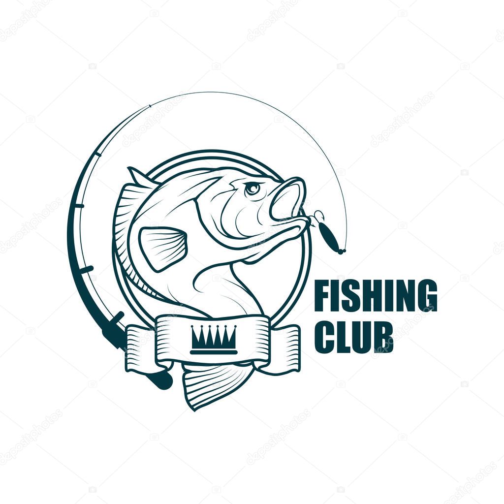 Fishing club logo, vector illustration