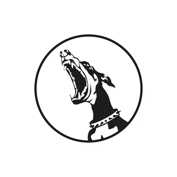 Doberman in cerchio logo — Vettoriale Stock