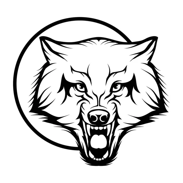 Wolf logo in circle — Stock Vector