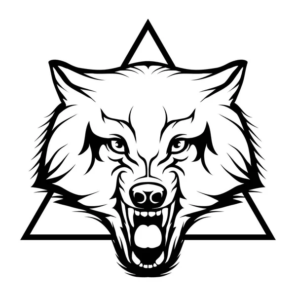 狼在三角徽标 — 图库矢量图片