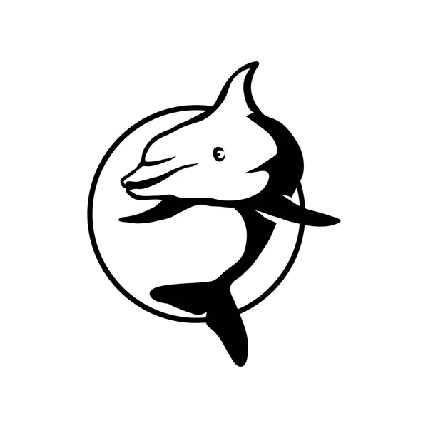 Delphin Logo mit Kreis — Stockvektor