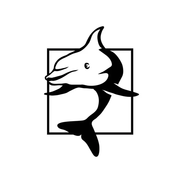 Delphin Logo mit Quadrat — Stockvektor
