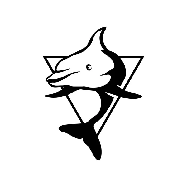 Logotipo del delfín con triángulo — Archivo Imágenes Vectoriales