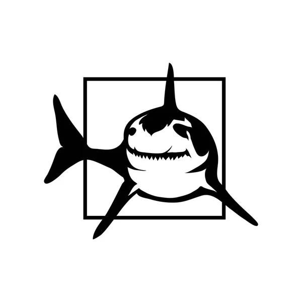 Shark with square logo — Stock Vector