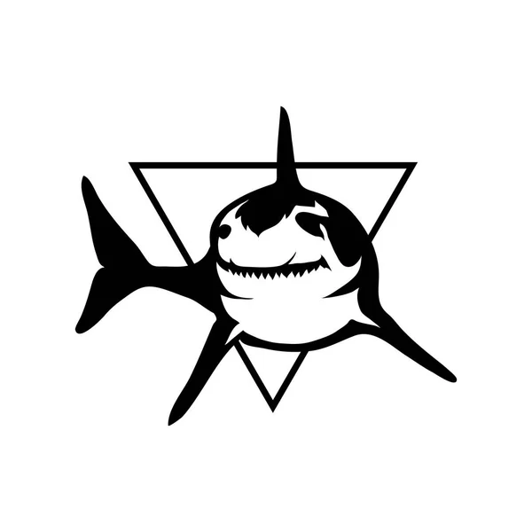 Tiburón con logotipo de triángulo — Vector de stock