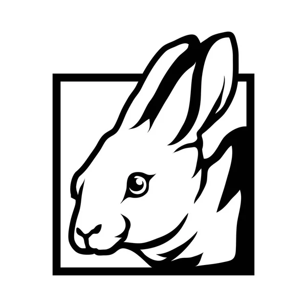 Cabeça de coelho em quadrado — Vetor de Stock