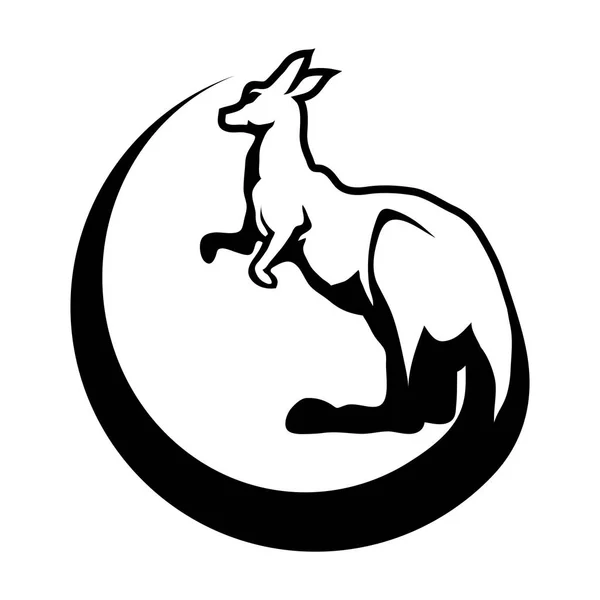 Kangourou avec logo cercle — Image vectorielle
