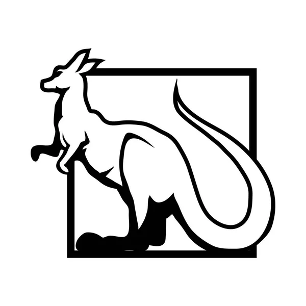 Känguru im quadratischen Logo — Stockvektor