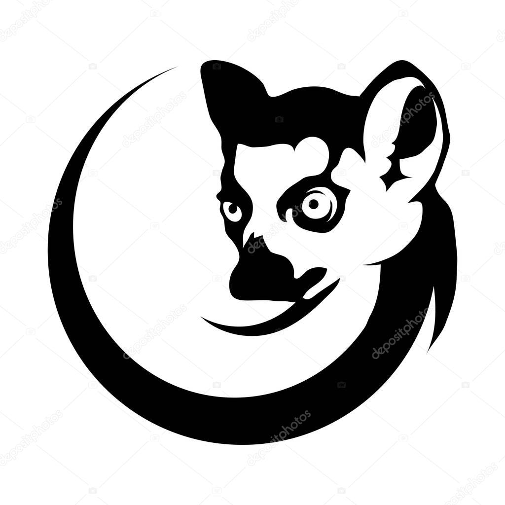 Lemur head in circle Logo, vector illustration