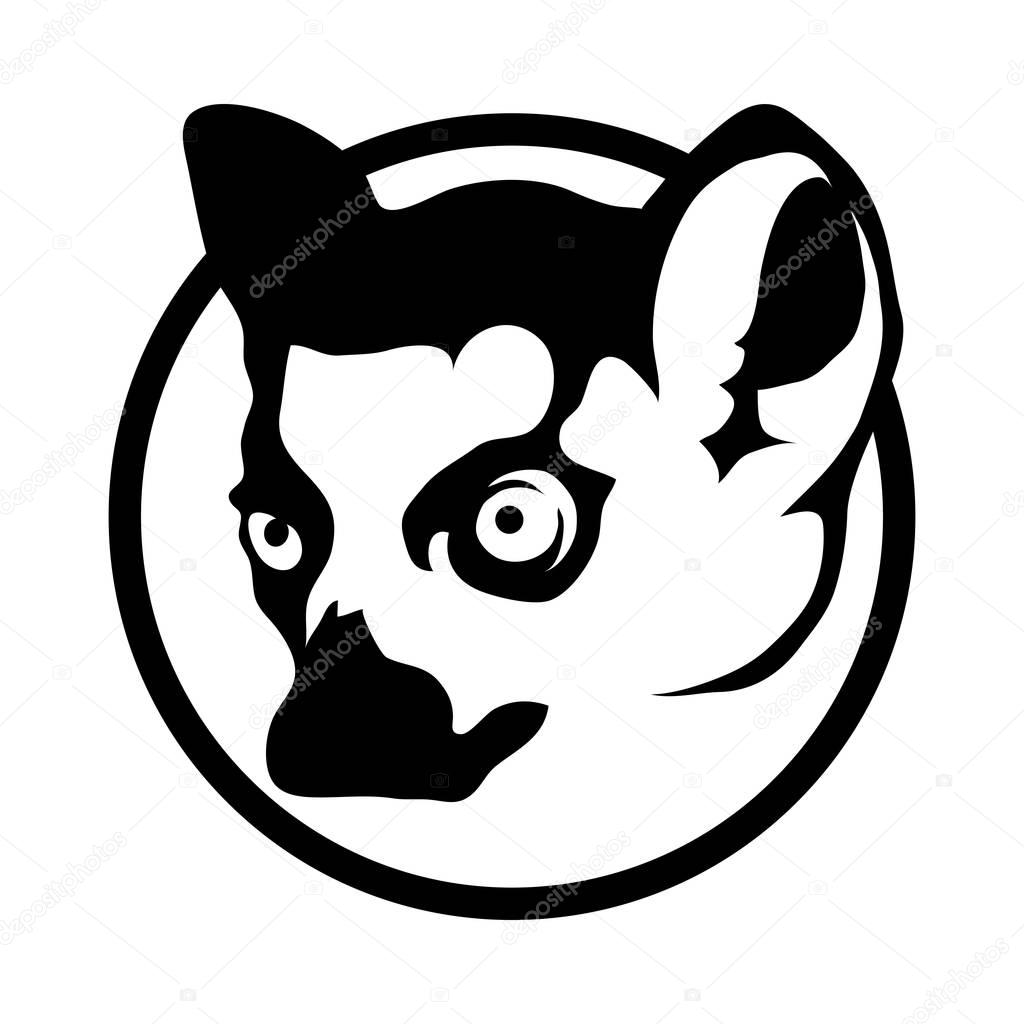 Lemur head in circle Logo, vector illustration