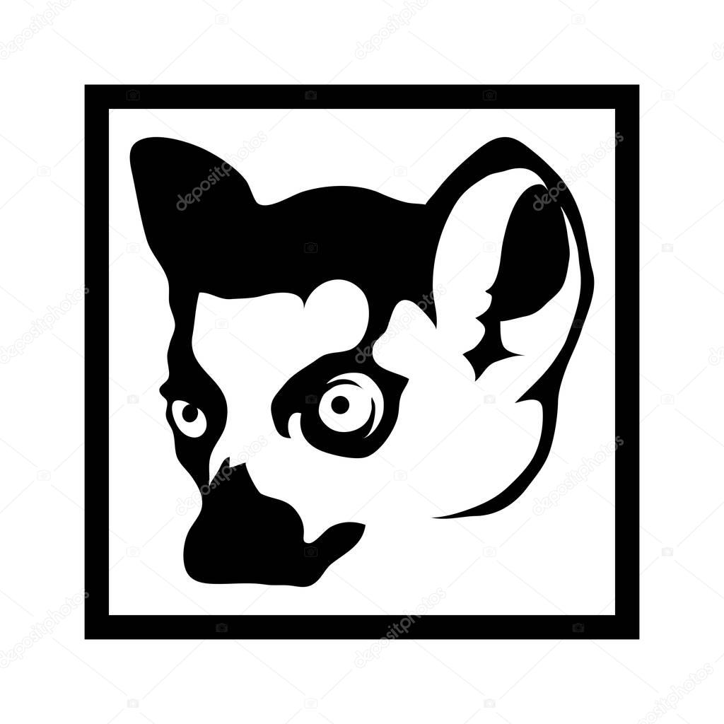 Lemur head in square Logo, vector illustration