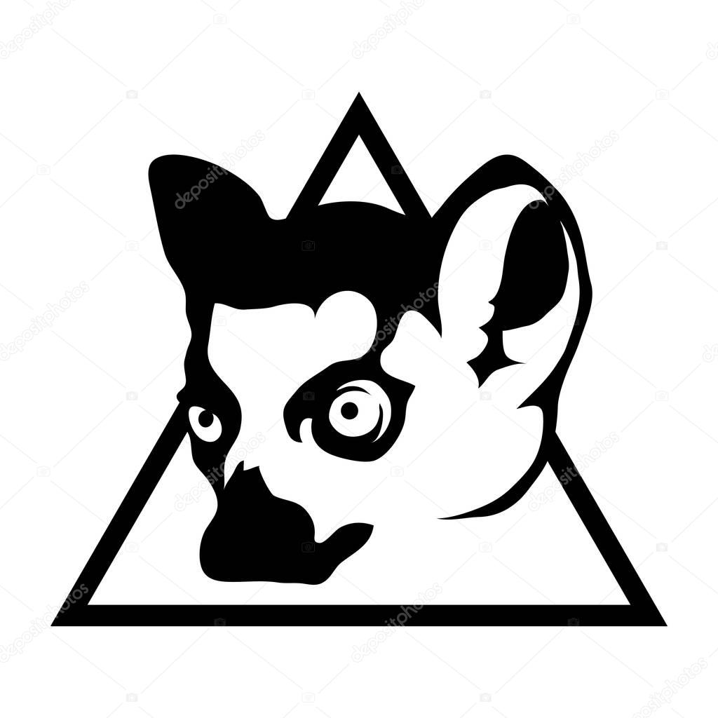 Lemur head in triangle Logo, vector illustration