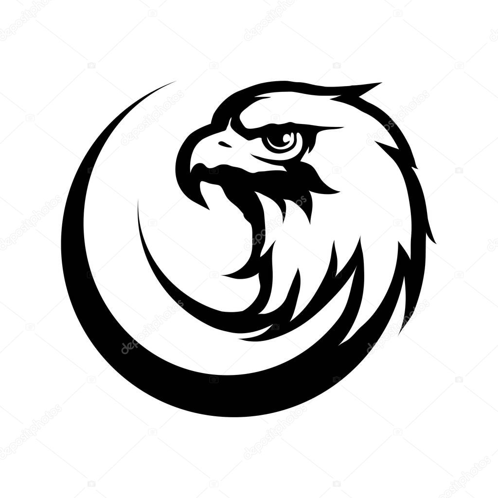 Eagle head in circle Logo, vector illustration