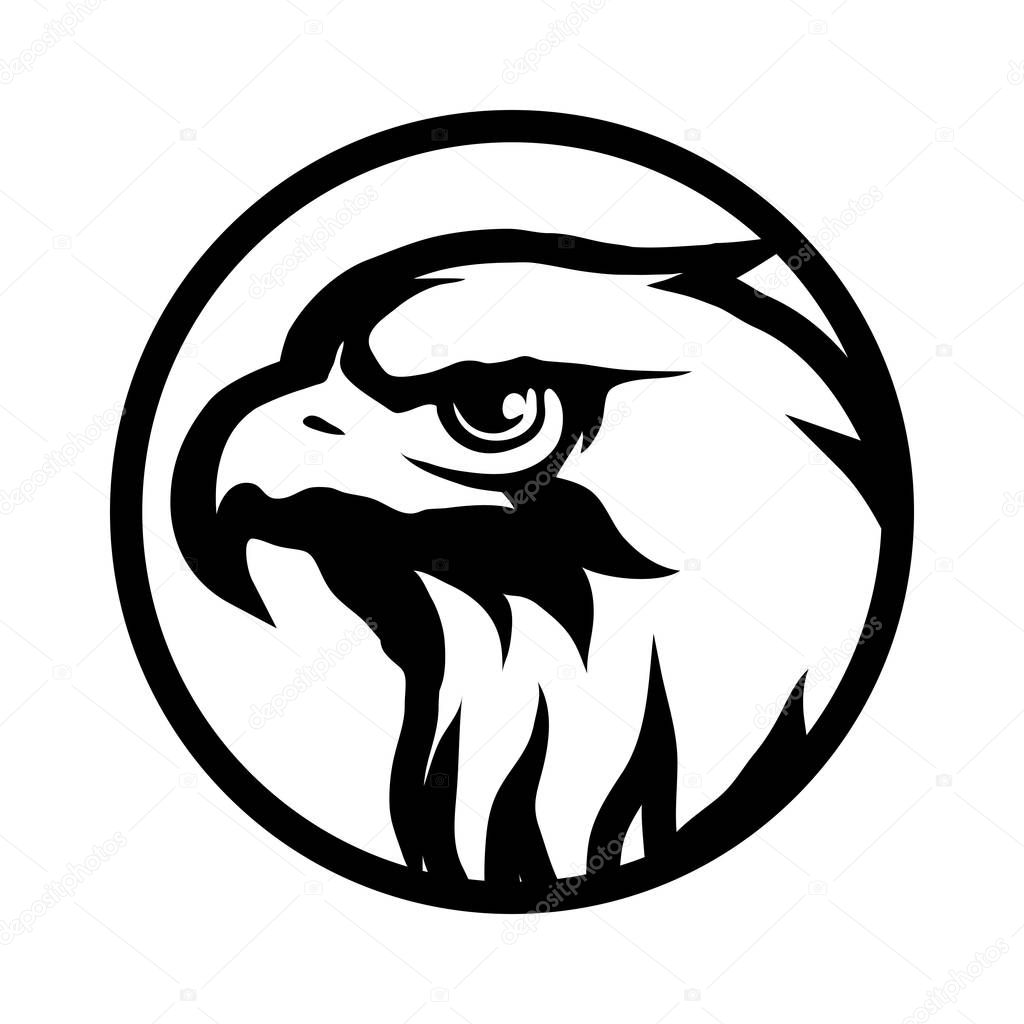 Eagle head in circle Logo, vector illustration
