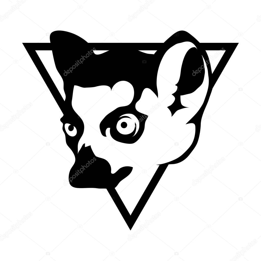 Lemur head in triangle Logo, vector illustration
