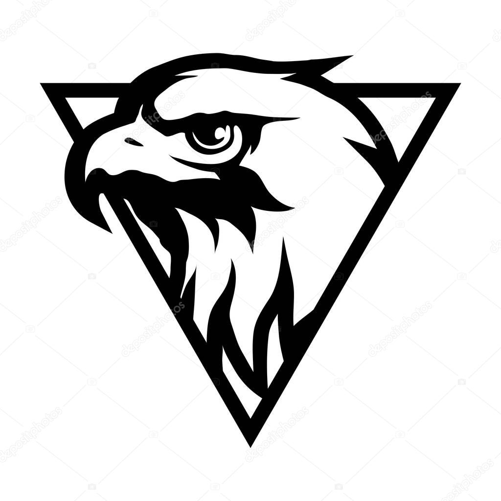 Eagle head in triangle Logo, vector illustration