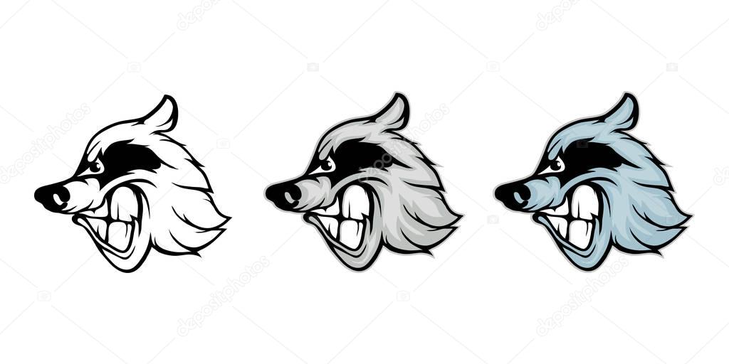 Raccoon logo template, vector illustration
