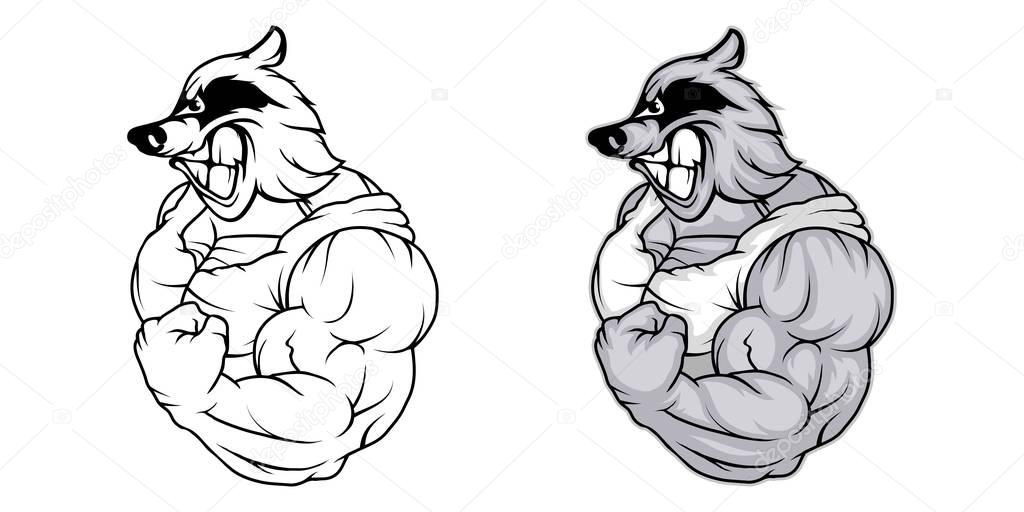 Raccoon logo template, vector illustration