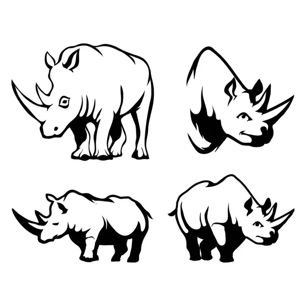 Logos tête et corps de rhinocéros — Image vectorielle