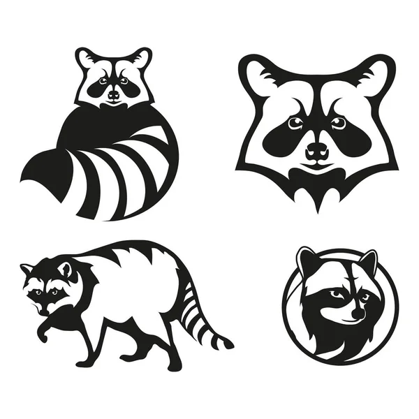 Set of raccoon logos — Stock Vector
