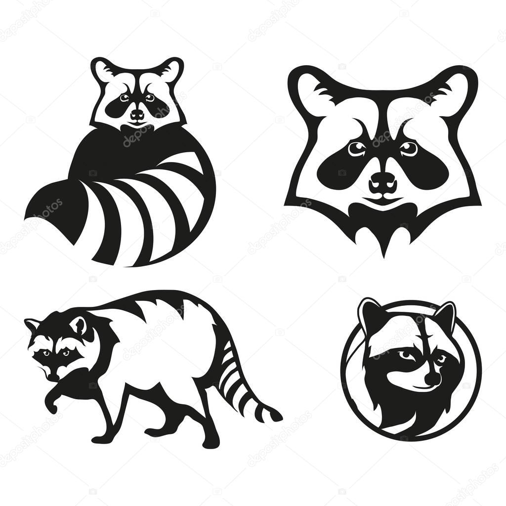 set of raccoon logos